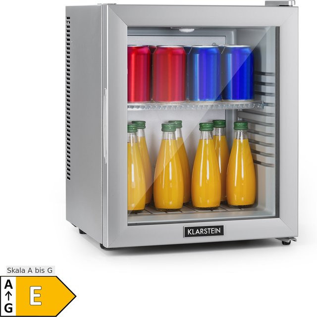 Klarstein Brooklyn 23 Mini-Kühlschrank mit Glastür, LED-Innenbeleuchtung und Ablage in Silber - Bild 1