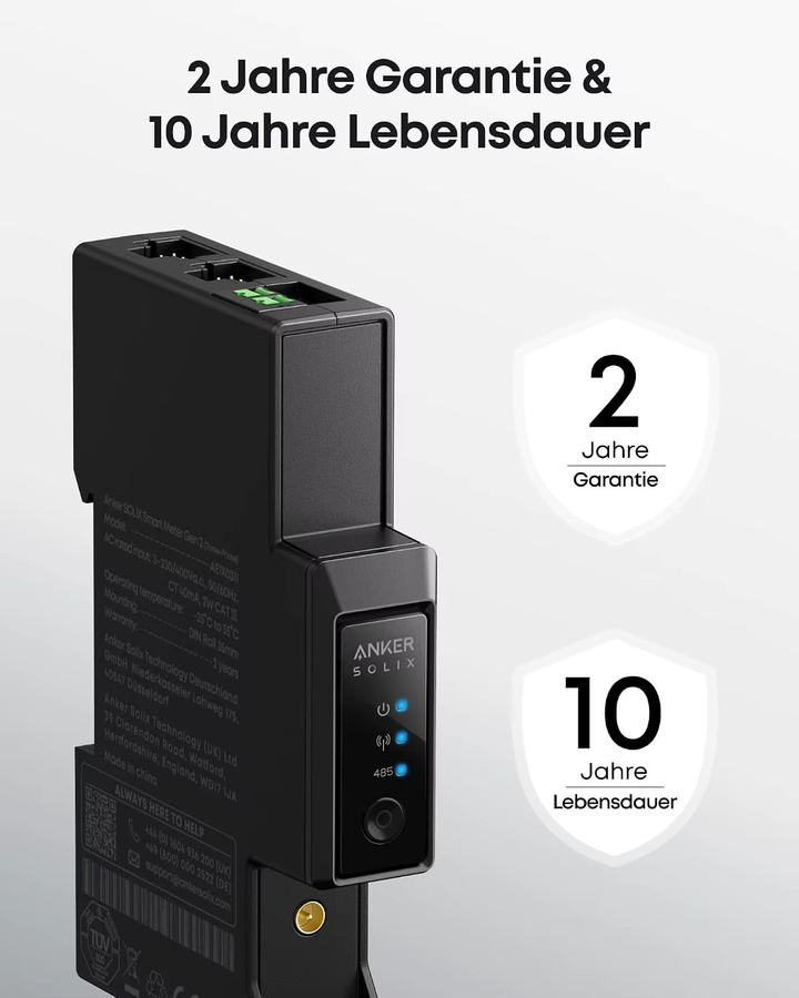 Anker SOLIX Smart Meter Gen 2 Dreiphasig mit WLAN, Bluetooth und RS-485 für Echtzeitüberwachung und Energieeinsparung in Schwarz - Bild 4