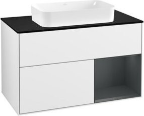 V&B Finion Waschtischunterschrank mit Abdeckplatte in Weiß lackiert, B: 100 cm, T: 50,1 cm - Bild 1
