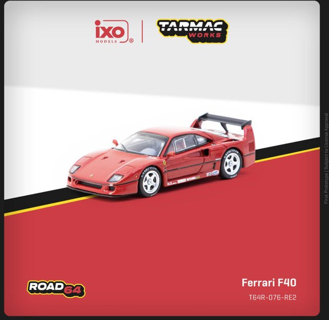 Tarmac Works Ferrari F40, Automodell, 1:64, Rot, Druckguss - Bild 1