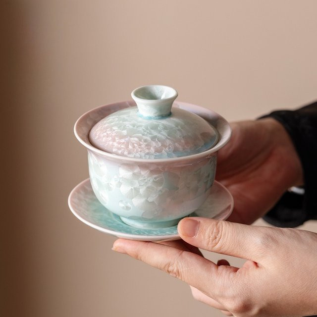 Handgefertigte Keramik-Teeschüssel mit Sancai-Glasur in Mehrfarbig für Kung-Fu-Teesets - Bild 1