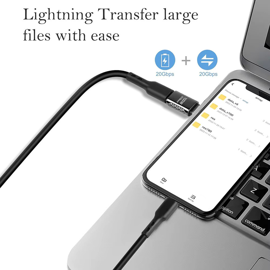 USB 4.0 Adapter mit 40 Gbit/s und 100 W USB auf Typ-C Konverter im 90-Grad-Winkel für schnelle Datenübertragung - Bild 3