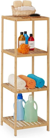 Relaxdays Badregal aus Bambus Natur mit 4 Ablagen, freistehend, Höhe: 116,5 cm, Breite: 38 cm, Tiefe: 39,5 cm