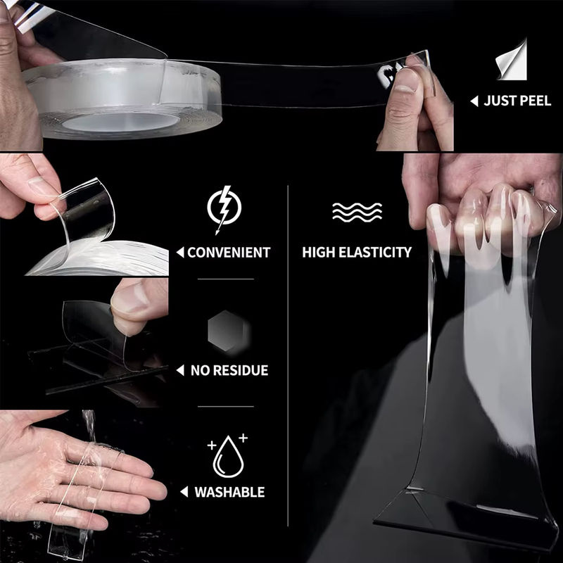 TFAAI Nano-Klebeband doppelseitig transparent, Breite: 5 cm, wiederverwendbar und wasserdicht - Bild 3