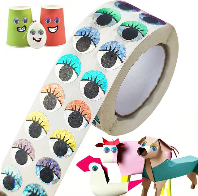 2000 Stück holografische Augenaufkleberrolle in Multicolour als selbstklebende Wimpern-Design-Etiketten für Bastelarbeiten und Geschenkverpackungen - Bild 1