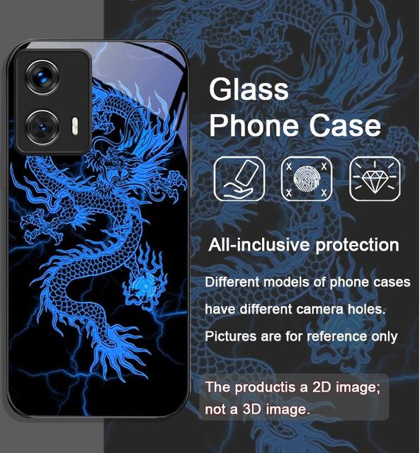 Motorola Handyhülle mit kreativem Drachenmuster als Hartschalen-Cover in Blau für Moto Edge 50 Fusion 40 Neo 30 Pro G85 G84 G75 G55 G54 - Bild 1