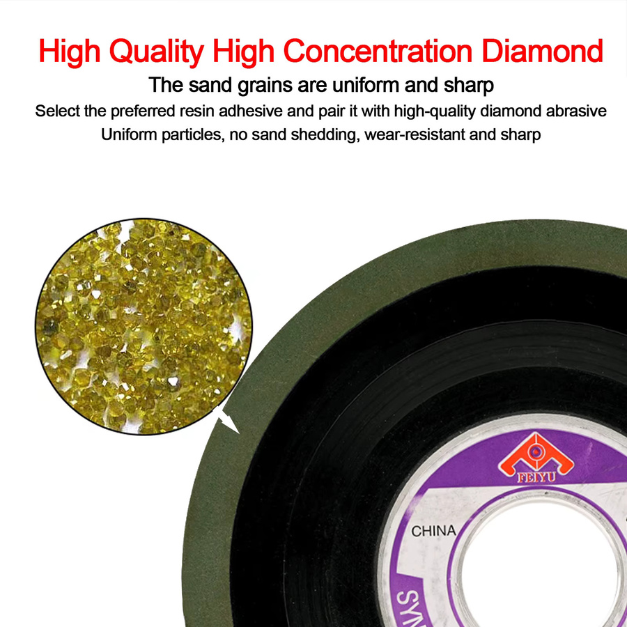 NuoDunco Diamant-Schleifscheibe aus Bakelit einseitig abgeschrägt für Metall, Hartmetall und Hartstahl, Durchmesser: 125 mm oder 150 mm - Bild 3