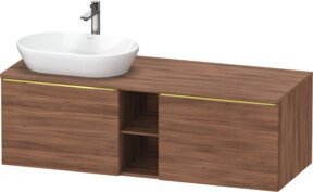 Duravit Waschtischunterschrank D-Neo in Braun Hochglanz, Wandmontage mit 2 Türen und internen Regalen, B/T/H: 140 x 55 x 45,9 cm - Bild 1