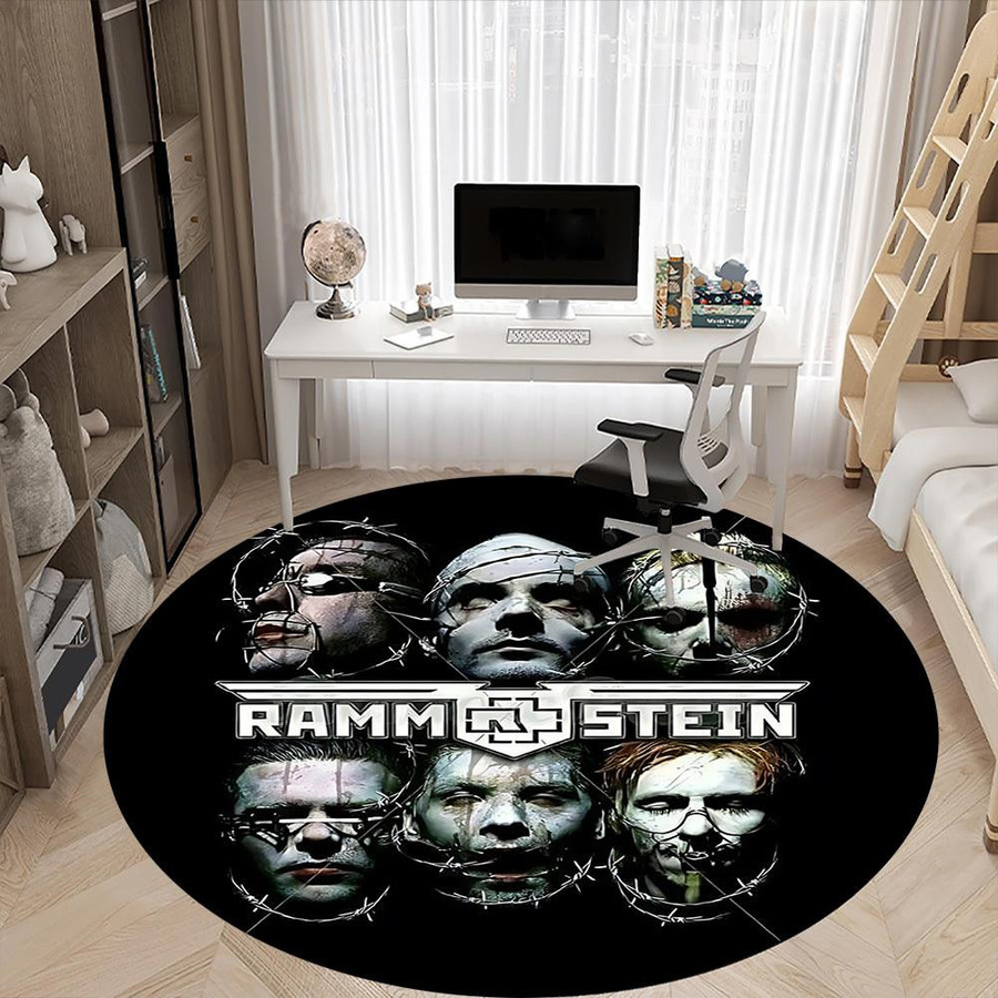 Runder Teppich mit Rammstein Band Logo in Schwarz, Durchmesser: 80 cm, aus Polyester, waschbar und rutschfest - Bild 3