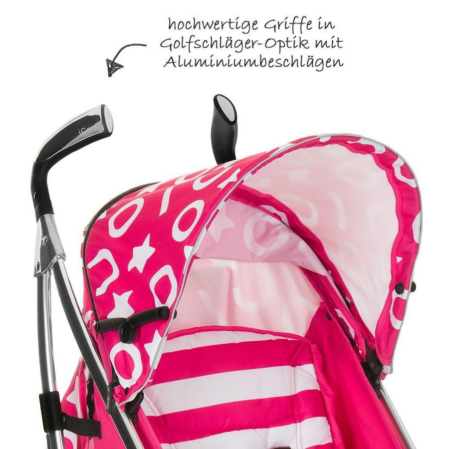 iCoo Buggy Pluto City Flat in Stripe Pink mit Schwenkrädern und Federung - Bild 5