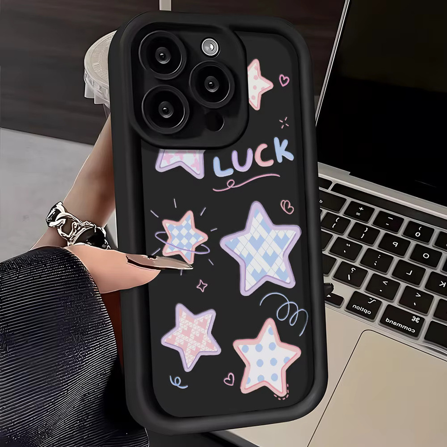 Stoßfeste TPU Handyhülle mit Stern-Design für Apple iPhone 11 12 13 14 15 16 17 Pro Max Air in Schwarz - Bild 5
