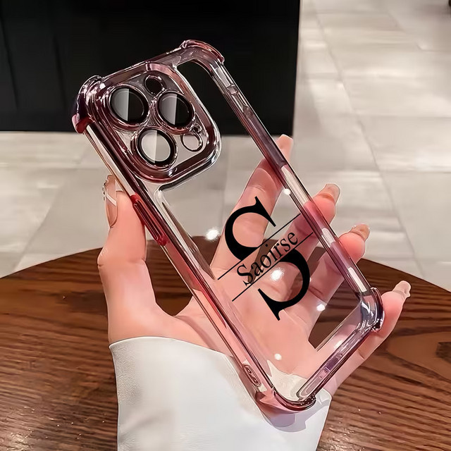 Personalisierte TPU-Schutzhülle für Apple iPhone 17 16 15 14 13 Pro Max mit Namensinitiale und Fallschutz in Transparent Green - Bild 1