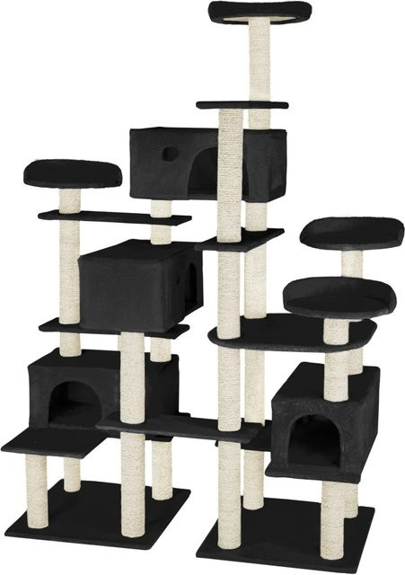 tectake Kratzbaum Entissar mit 4 Katzenhöhlen aus Sisal, Schwarz, B/T/H: 138 x 60 x 214 cm - Bild 2