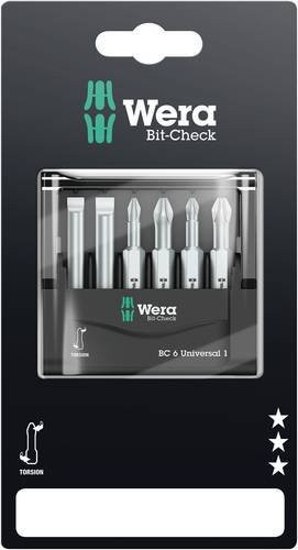 Wera Mini-Check Bit-Set 6-teilig in Multicolor, Bits für Schlitz, Phillips und Pozidriv, Länge: 50 mm - Bild 1