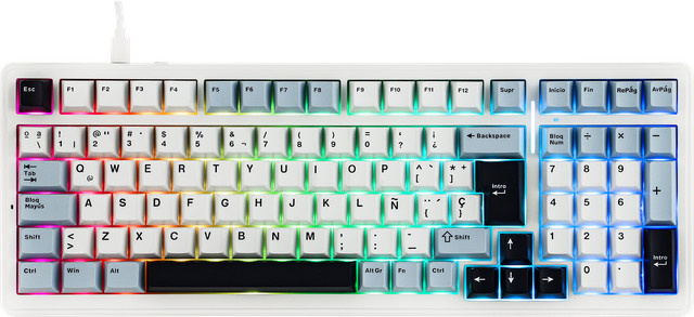 AULA F99 Mechanische Gaming-Tastatur mit RGB-Hintergrundbeleuchtung, Hot-Swap, Kabelgebunden, ISO-ES QWERTY-Layout, Blau-Weiß - Bild 1