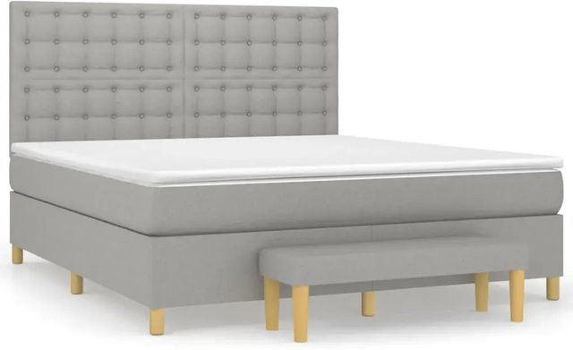 vidaXL Boxspringbett Hybrid mit Matratze und Kopfteil Hellgrau B/T/H: 180 x 200 cm - Bild 1