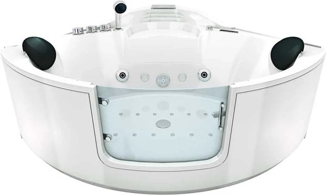 AcquaVapore Whirlpool Eckwanne mit Walk-in Tür in Weiß, B/T: 140 x 140 cm - Bild 1