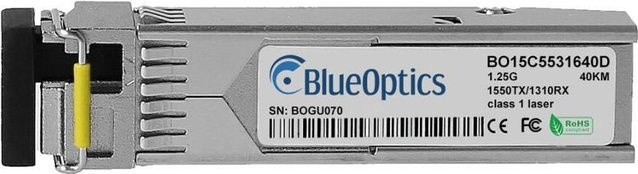 BlueOptics Kompatibler Juniper 740-020426 SFP Transceiver BO15C5531640D, LC-Simplex, 1000BASE-BX-D, Singlemode Fiber, TX1550nm/RX1310nm, 40KM, DDM, Farbe: Silber - Bild 1