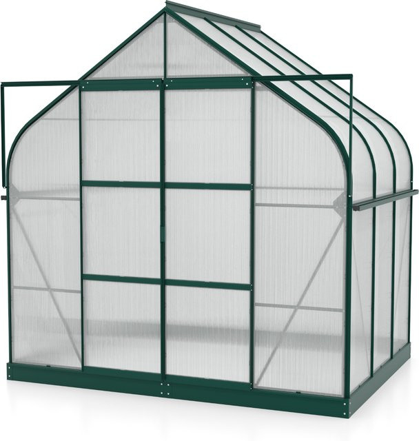 Vitavia Gewächshaus Dione 5000 in Smaragdgrün mit Stahlfundamentrahmen, Regenrinne und Dachfenster, 5,0 m² - Bild 1