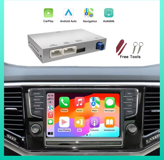 AUTOABC Drahtloses CarPlay und Android Auto Upgrade-Modul für Volkswagen VW Golf 7, SEAT Leon MK3 und Tiguan mit MIB1/MIB2 Unterstützung via Wi-Fi und Bluetooth - Bild 1