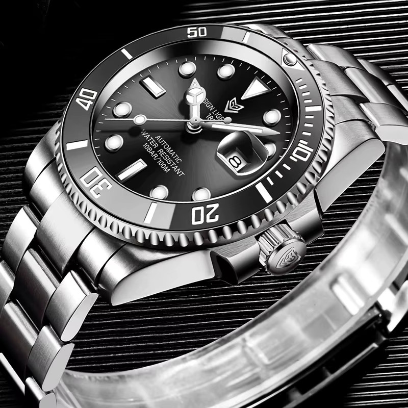 LIGE Armbanduhr Automatik, Edelstahl, Blau, Herren, Datum - Bild 3