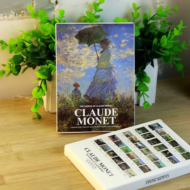 nbyinto Postkarten Set mit Claude Monet Ölgemälden in Grün und Multicolour, 30 Stück - Bild 1