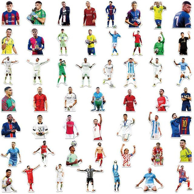 100 Stück Weltcup-Sticker mit Fußballstars im Ins-Stil, bunte Aufkleber für Kinder und Erwachsene - Bild 1