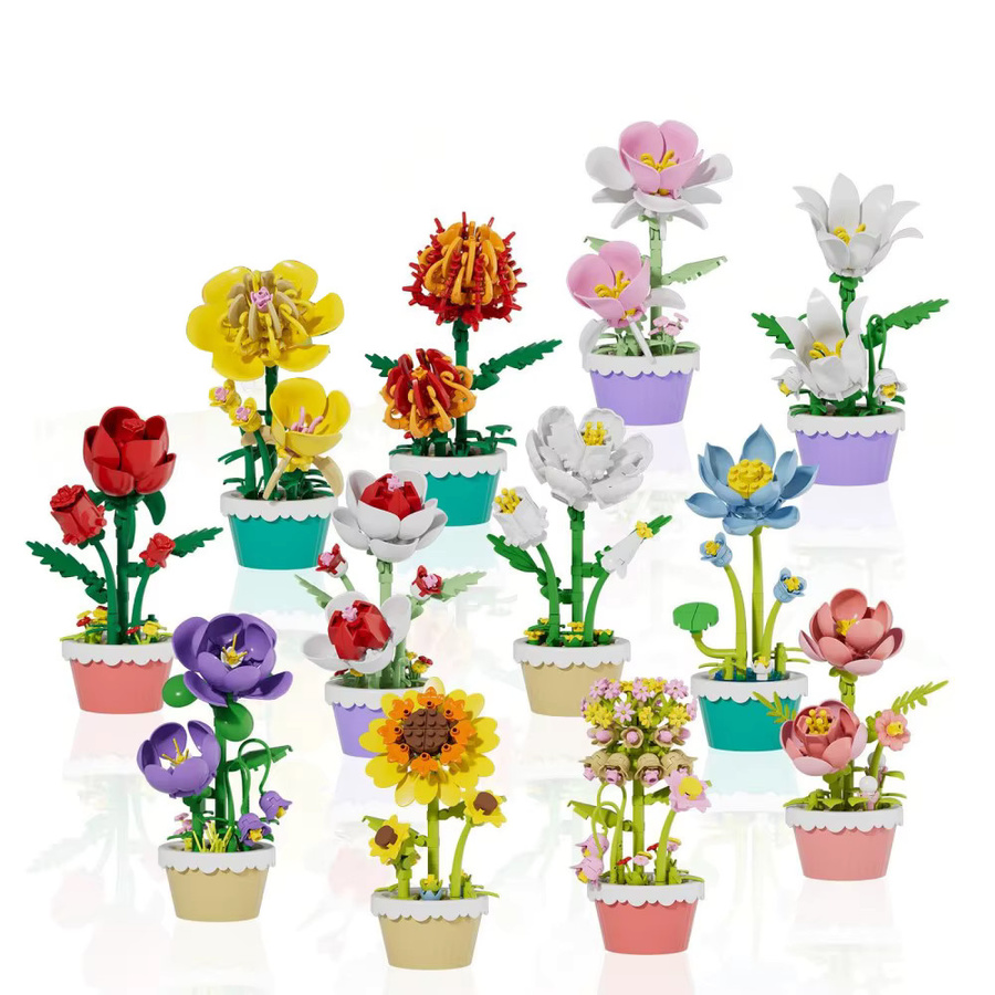 MSFTOYS Mini-Blumen-Spielzeug, Baustein-Set, 12-teiliges Set - Bild 2