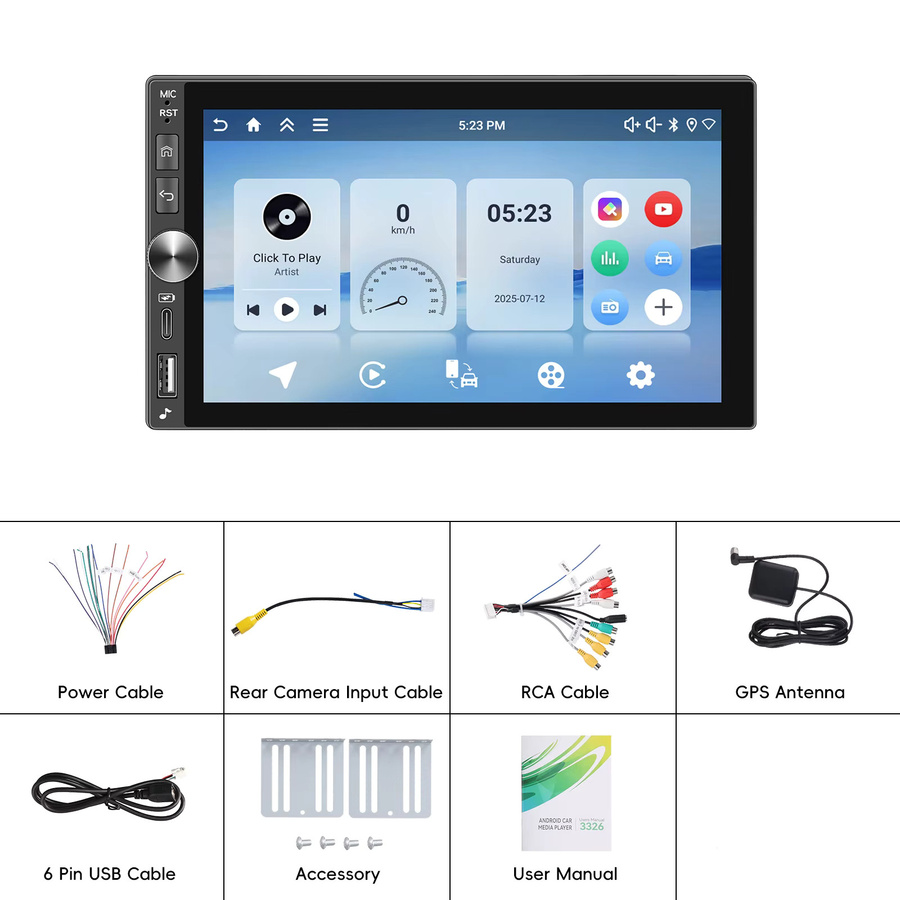 Podofo 2Din Universal-Autoradio mit 4+64GB Speicher, Incell-Bildschirm, Carplay, Android Auto, Mirrorlink, GPS, WLAN und 4G in Schwarz - Bild 5