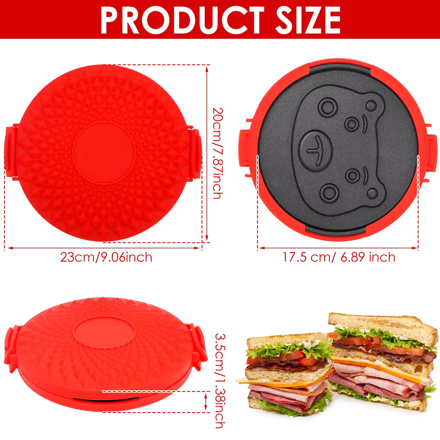 Willstar Mikrowellen-Sandwich-Grill aus Silikon in Rot, quadratisch und antihaftbeschichtet - Bild 2
