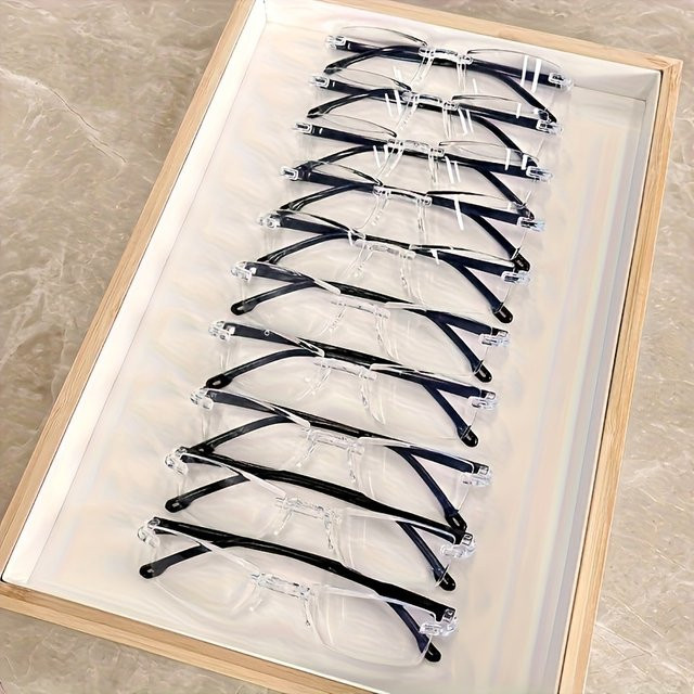 DIXSG Lesebrille, randlos, rechteckig, Blaulichtfilter, Unisex, transparent - Bild 1