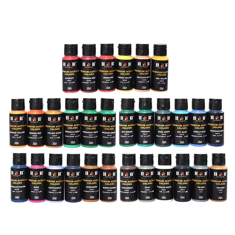ZJMZYM Acrylfarbe Set mit 30 Farben in Multicolour, 60 ml pro Flasche, wasserfeste Pigmente für Kunst und Handwerk - Bild 3