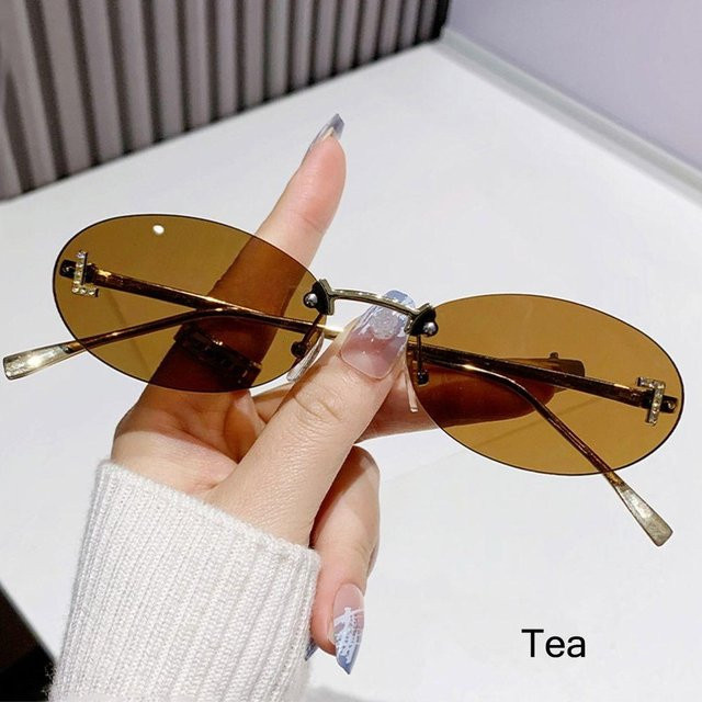 Yiran bag Sonnenbrille, randlos, oval, Metall, Damen, braun - Bild 1