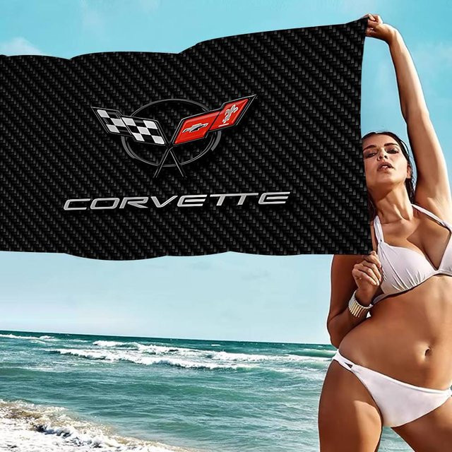 C-Corvettes Mikrofaser Strandtuch Schwarz, Saugfähig und Schnelltrocknend, B/H: 80 x 160 cm - Bild 1