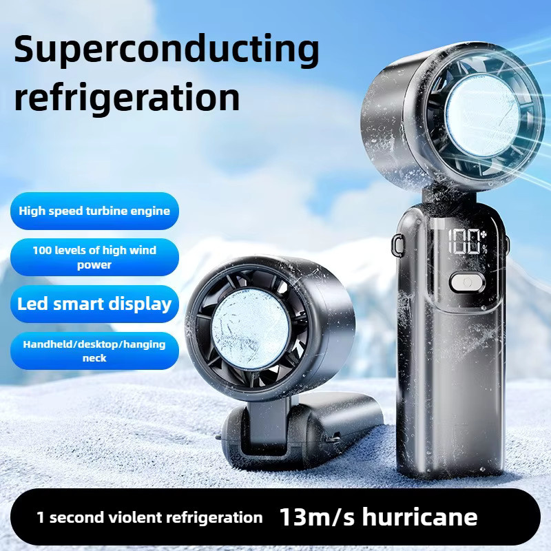 Lenovo Ice Cooling Handventilator mit Eiskompresse und Turbo-Kühlung, tragbarer USB-Tischventilator, aufladbar, Farbe: Lila - Bild 4
