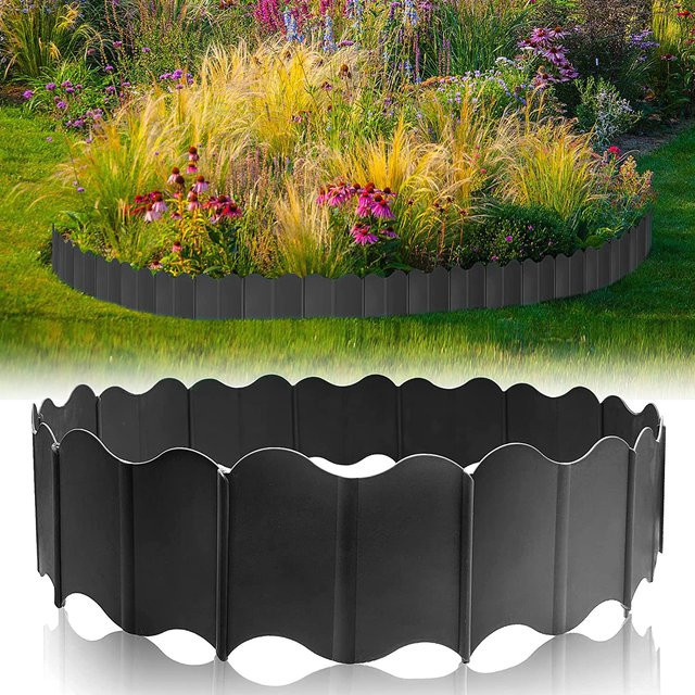 Grüne Gartenkantenbordüre aus Kunststoff als feste Gartenbarriere für Rasen und Gras, B/H: 15 x 14 cm - Bild 1