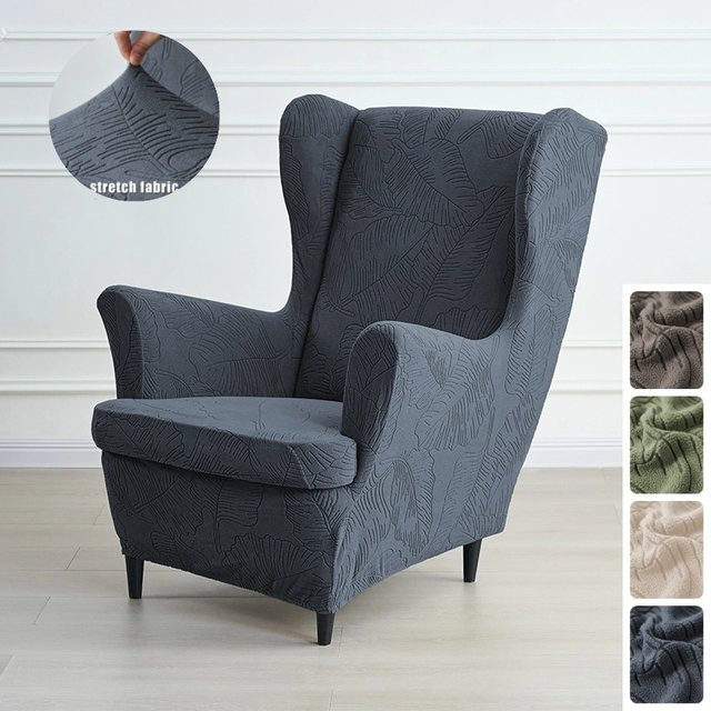 Yupartex Jacquard Wingback Sesselbezug in Grau mit Sitzkissenbezug - Bild 1