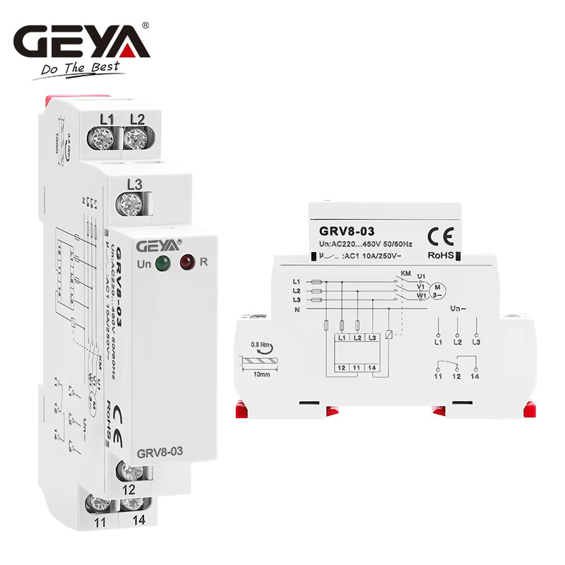 GEYA Spannungsüberwachungsrelais zur Phasenfolge- und 3-Phasen-Ausfallüberwachung, 220 V ~ 460 V, 10 A, Weiß - Bild 2