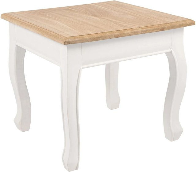 DELUKE Beistelltisch ALVA quadratisch in Holz Natura-Weiß im Landhausstil, B/T/H: 50 x 50 x 45 cm - Bild 1