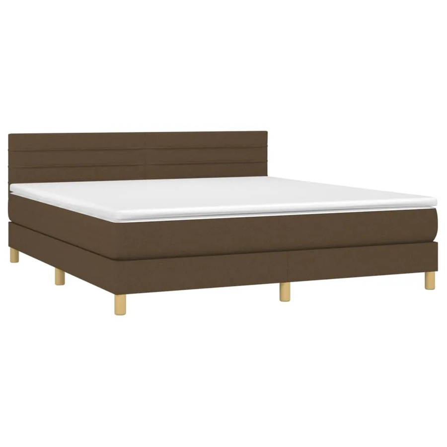 vidaXL Boxspringbett Hybrid mit Matratze und LED-Unterbettbeleuchtung in Dunkelbraun, B/T/H: 160 x 200 x 78 cm - Bild 2