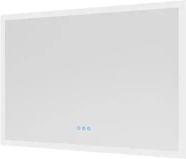 Aquabatos LED Badspiegel mit Beleuchtung und Touch-Schalter, Silber Matt, B: 100 cm, H: 70 cm, dimmbar mit Anti-Beschlag-Funktion und 3 Lichtfarben - Bild 1