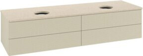 V&B Waschtischunterschrank Antao mit Frontstruktur und Beleuchtung in Botti-Farbe, Breite: 160 cm, Tiefe: 50 cm - Bild 1
