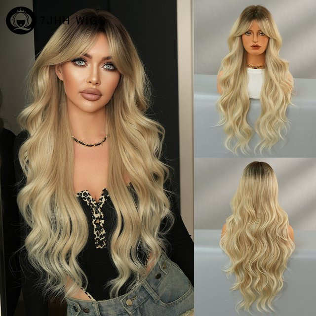 7JHH WIGS Perücke, Lange Wasserwellen, Blond, Damen - Bild 1