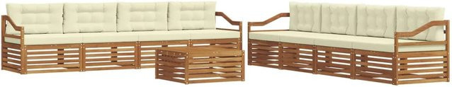 vidaXL Outdoor-Sofagarnitur 9-tlg. aus Akazienholz mit Kissen in Natur und Creme - Bild 1