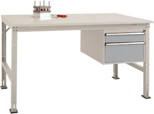 Manuflex AU5567.9006 Universal Standard Komplett-Arbeitstisch mit Kunststoff-Platte, höhenverstellbar, B/T/H: 150 x 80 x 76-87 cm - Bild 1