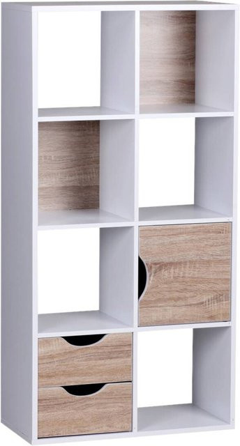 Wohnling Regal Eiche Sonoma Nachbildung weiß lackiert B/H/T: 60 x 120 x 29 cm - Bild 1