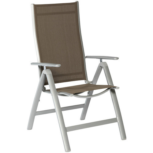 Merxx Gartenmöbelset Carrara 5-teilig aus Aluminium und Textil in Silber und Taupe mit Sicherheitsglas-Tischplatte - Bild 2