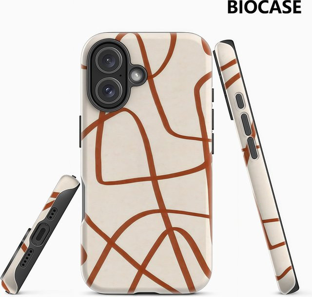 Potdemiel Handyhülle mit abstrakten Rost-Kurven in Beige für iPhone 17 16 15 14 13 12 Pro Max Plus mit doppelschichtiger Rückseite - Bild 1