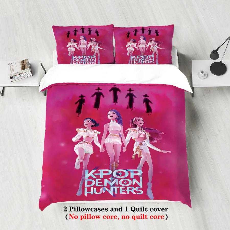 3-teiliges Kpop Demon Hunters Bettwäscheset mit 3D-Druck, bestehend aus 1 Bettbezug und 2 Kissenbezügen, B/H: 180 x 210 cm - Bild 2