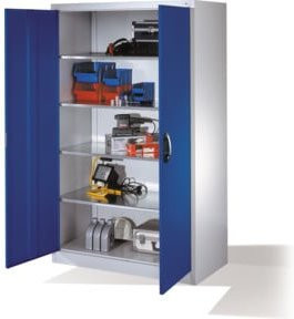 C+P Werkzeugschrank mit Drehtüren und 4 Innenböden, Front Enzianblau, Korpus Lichtgrau, H: 195 cm, B: 120 cm, T: 60 cm - Bild 1